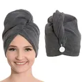 ZOLLNER 2er Set Haarturban - weiches Haarhandtuch mit Knopfverschluss - schnelltrocknend - waschbar bis 60°C - Mikrofaser