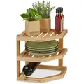 Relaxdays Schrankeinsatz Bambus, Hbt 25,5 X 25,5 X 25,5 Cm, Eckregal Für Arbeitsplatte & Küchenschrank, 2 Ablagen, Natur
