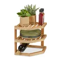 Relaxdays Schrankeinsatz Bambus, HBT 25,5 x 25,5 x 25,5 cm, Eckregal für Arbeitsplatte & Küchenschrank, 2 Ablagen, natur