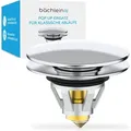 Bächlein universeller Pop Up Waschbeckenstöpsel - Stöpsel Waschbecken Chrom Abflusssieb Waschtisch Abfluss 40mm Ablauf Ventil Stopfen Ersatzstö...