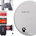 DUR-line MDA 80 Satellitenschüssel hellgrau + Twin LNB