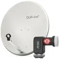 DUR-line MDA 80 Hellgrau - Digiatale 2 Teilnehmer Satellitenschüssel Komplett-An...
