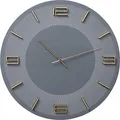 Kare Design Wanduhr Leonardo Grau/Gold, 49cm Durchmesser, Groß, Modern, Uhr, Analog, Batteriebetrieben, Wohnzimmer, Küche, Schlafzimmer, Büro,Batterie nicht inklusive