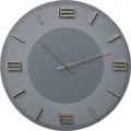 Design Wanduhr Leonardo Grau/Gold, 49cm Durchmesser, Groß, Modern, Uhr, Analo...