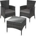 Tectake Rattanset Luzern Für 2 Personen Widerstandsfähig  84 x 60 x 61 cm Grau