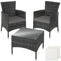 tectake Rattanset, Grau, Kunststoff, Rechteckig, Loungemöbel, Gartenlounge-Sets