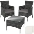 Rattan Gartenset Luzern 2+1 inkl. Bezüge in 2 Farben Gartenlounge grau B-Ware