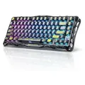 GravaStar Mercury K1 Lite Mechanische Gaming-Tastatur BT5.0/2.4G/USB-C, 75% für Win/Mac, QWERTY, Transparent Black - Schwarz