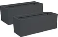 2x Balkonkästen mit Wasserspeicher Graphit Pflanzkübel rechteckig Blumentopf