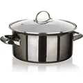 Topf, Emailletopf mit Deckel, massiv, schwarz Metallic 3,7 l