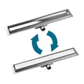 S SIENOC Duschrinne, 50cm,2 in 1,Siphon mit Geruchsstop und Haarsieb Randablauf Befliesbar Edelstahl Ablaufrinne, Bodenablauf, Duschablauf sehr flach, Komplettset mit Bodenbefestigung