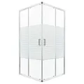 Kerra Madera Str 90x90 SOLO Duschkabine ohne Duschwanne, Chromprofile, 5mm ESG Sicherheitsglas, transparent mit weißen horizontalen Streifen - Silber