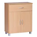 Wohnling Sideboard Buche WL1.335 60x75x30cm Kommode mit Schublade und Türen, Kleine Moderne Anrichte Braun, Design Holz Schrank, Allzweckschrank mit Griffen, Kleiner Flurschrank Schmal