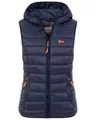 Geographical Norway Damen Steppweste mit Kapuze Frühling sportlich Übergangs Weste Herbst