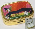 Pillendose Tablettenbox mit Spiegel R. WACHTMEISTER "Katze auf Sofa"