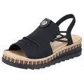 Rieker Plateausandale Sommerschuh, Sandalette, modisches Plateau schwarz 36 EU