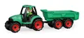 Lena Truckies Traktor mit Anhänger 38 cm, grün, Robustes Sandkasten Spielzeug mit abnehmbaren Anhänger, klappbare, Fahrerhaus, Kippmulde & Spielfigur, für Kinder ab 2 Jahren,