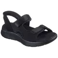 Skechers GO WALK FLEX SANDAL-EASY ENTRY Sandale Sommerschuh, Sandalette, Slip-In mit atmungsaktiver Goga Mat Sohle schwarz 45 EU