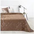 Design91 Tagesdecke Mikrofaser Sommerdecke Bettüberwurf Goldendes Muster, Karomuster Überwurf Glamour Marmor beige|braun 220 cm x 240 cm