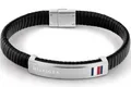 Tommy Hilfiger 2790349 Herren Leder Armband in schwarz mit Edelstahl Neu