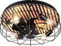 OTTO home Deckenleuchte Norran mit Ventilator, Deckenventilator mit Licht exkl 4x E27 max 10W, Ventilatorfunktion, Leuchtmittel wechselbar, warmweiß - kaltweiß, Holzstreifen Optik Akustikpaneel, Fernbedienung, 3 Stufen + Timer