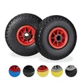 Relaxdays Sackkarrenrad 2er Set, pannensichere 3.00-4" Vollgummireifen, 25mm Achse, bis 80 kg, 260x85 mm, schwarz-rot