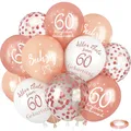 24 Stück Luftballons Roségold 60. Geburtstag, Deko 60. Geburtstags Frauen, Ballons 60 Jahre Geburtstag, 60. Alles Gute zum Geburtstag Ballons, Roségold 60. Geburtstagsdeko für Gattin Mutter Oma