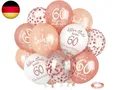 24 Stück Luftballons Roségold 60. Geburtstag, Deko 60. Geburtstags Frauen, B