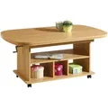 Mid.you Couchtisch, Buche, Holzwerkstoff, Holzoptik, oval, Rollen, Wange, 67x53-63x107-157 cm, Stauraum, ausziehbar, höhenverstellbar, einfacher Aufbau, Wohnzimmer, Wohnzimmertische, Couchtische, Couchtische mit Stauraum
