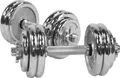 GORILLA SPORTS® Kurzhantelset 30kg - 2er Set, 30mm, Gewichte 4x1,25kg / 8x2,5kg, 4x Sternverschlüsse, Griff Gerändelt, Rutschfest, Chrom - Kurzhanteln, Hantelset, Hantel Set, Kurzhantel Set