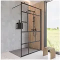Schulte Walk-in-Dusche Alexa Style 2.0 Duschwand 90-140x200 cm, Sicherheitsglas, (1 tlg), Dekor Atelier 1 schwarz schwarz 140 cm x 200 cm