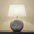 Tischleuchte Lindby, Florentino, Weiß, für Wohnzimmer, Stoff / Textil - 35 - 23.5 - 48.5