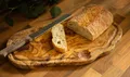 Rustikales Schneidbrett aus Olivenholz ca. 40 Cm mit Saftrille