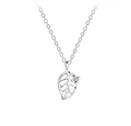 Order & Smile Schmuck Kette mit Anhänger Kette Blatt Silber 925 mit Zirkonia, gestempelt