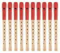 Classic Cantabile Pivella C-Sopran Blockflöte - 10 Flöten aus Ahornholz mit Kopf aus Kunststoff - Deutsche Griffweise - Inkl. Etui, Grifftabelle, Wischerstab und Korkfett - Rot