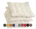 sunnypillow 4er Set Stuhlkissen mit Bändern 40x40 cm - Bequeme Polsterauflage 8cm dick - Auflage für Stühle/Bänke in Haus und Garten Sitzkissen Sitzauflage Gartenkissen Outdoor/Indoor - Ecru