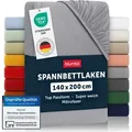 Blumtal Spannbettlaken 140x200 cm – Atmungsaktives Mikrofaser Bettlaken in Grau – 140x200 cm Spannbetttuch für einen erfrischenden Schlaf - Grau