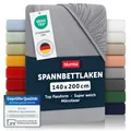 Blumtal® Spannbettlaken 140x200 cm - Bettlaken 140x200 aus Microfaser - Oekotex zertifiziertes Spannbetttuch 140x200 cm / 140x200 Spannbettlaken - Grau