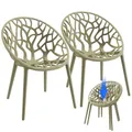 STEELSØN Quanta Gartenstühle 2er Set – Loungesessel Olivgrün aus Kunststoff – Outdoor Schalenstuhl Garten/Balkon/Terrasse – stapelbare Balkonstühle wetterfest UV-beständig – Gartensessel bis 120 kg