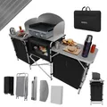 24MOVE® Campingküche Koch Alu Campingschrank Windschutz Faltbar Outdoor Camping