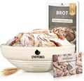 Exitoso Gärkörbchen rund 1kg aus Peddigrohr Ø25cm - Beige inkl. (E-Book Rezept, Leinentuch) - Brot backen mit Gärkörbchen Set - Gärkorb rund Banneton Brotbackzubehör Gärform - Garkörbe Brot Brotbacken