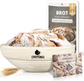Gärkörbchen rund 1kg aus Peddigrohr Ø25cm  Beige inkl. EBook Rezept, Leinentu...