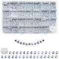 Lnvision 810 Stück Buchstabenperlen A bis Z und Love Herz Weiß Acryl Würfelperlen Quadratisch Spacer Alphabet Buchstaben Perlen 6x6mm Spacer Zwischenperlen Schmuck DIY Basteln