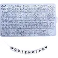 Buchstabenperlen A-Z Love Herz Acryl 6x6mm Schmuck DIY Basteln Weiss