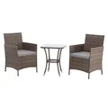 SVITA Brooklyn Bistro Gartenmöbelset 3-teilig Rattan Outdoor Gartenlounge Terrasse Balkon Garten Sitzgruppe mit 2 Sesseln und Tisch Braun