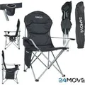 24MOVE Campingstuhl faltbar Klappstuhl gepolstert inkl. Tragetasche - 150kg - schwarz