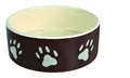 Trixie Napf mit Pfoten | Keramik 0,3 l  12 cm, braun creme