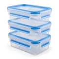 emsa Frischhaltedosen-Set CLIP & CLOSE 7 cm hoch 1,0 l transparent, blau 3100508558