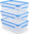 Emsa Clip & Close Frischhaltedosen Set 3x1L | auslaufsicher | BPA-frei | mikrowellengeeignet | blau