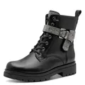 MARCO TOZZI by Guido Maria Kretschmer Damen Stiefeletten zum Schnüren mit Schnalle Glitzerdetails, Schwarz (Black), 39 EU
